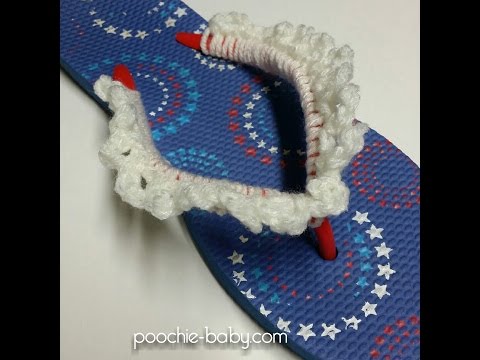Crochet Flip Flops — finished piece, photo from the original Poochie Baby blog post