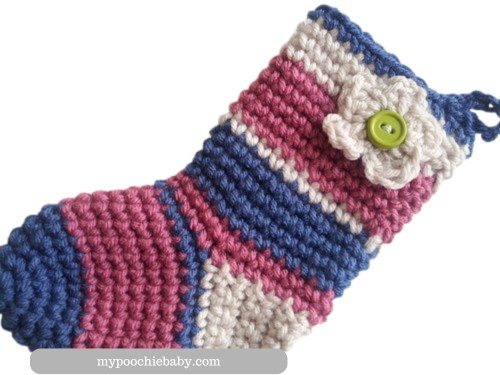How to Start a Crochet Stocking — finished piece, photo from the original Poochie Baby blog post