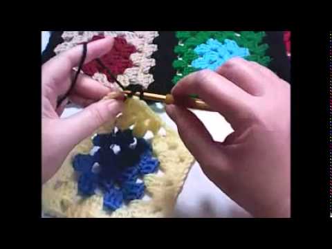 Joining Granny Squares as You Go — still from the Poochie Baby video tutorial